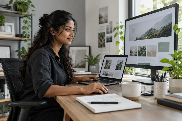 Designer building a business website