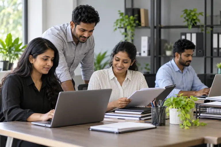 Business support team coordinating daily tasks