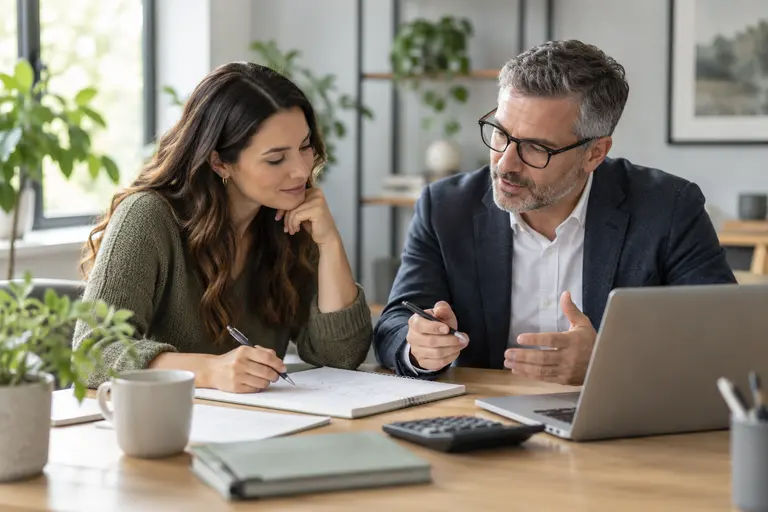 Business mentor reviewing a launch plan