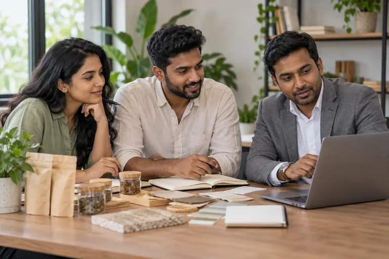 Founders planning a new business with an adviser