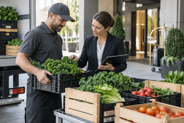 Hotel supplier delivering fresh produce